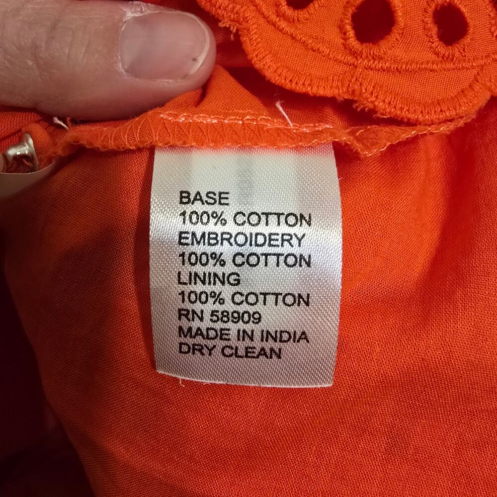 NEW NWT Women's Antonio Melani Red Orange Eyelet Button Front Dress | Size 2 - Picture 12 of 12